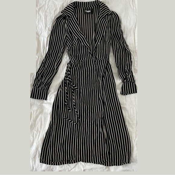 Reformation Salem Striped Crepe Wrap Dress - Picture 6 of 13